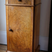 Antique Burr Walnut Bedside Cupboard With Carrara Marble Top