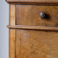 Antique Burr Walnut Bedside Cupboard With Carrara Marble Top