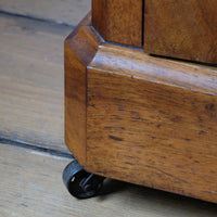 Antique Burr Walnut Bedside Cupboard With Carrara Marble Top