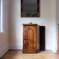 Burr Mahogany Bedside Table Nightstand with Galleried Top