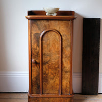 Burr Mahogany Bedside Table Nightstand with Galleried Top