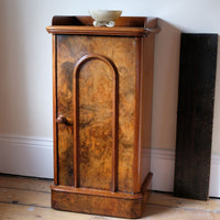 Burr Mahogany Bedside Table Nightstand with Galleried Top