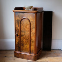 Burr Mahogany Bedside Table Nightstand with Galleried Top