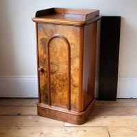 Burr Mahogany Bedside Table Nightstand with Galleried Top