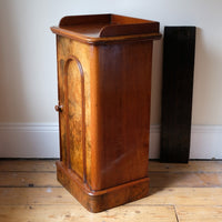 Burr Mahogany Bedside Table Nightstand with Galleried Top