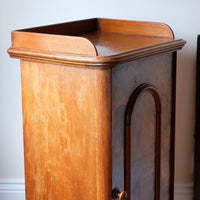 Burr Mahogany Bedside Table Nightstand with Galleried Top