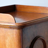 Burr Mahogany Bedside Table Nightstand with Galleried Top