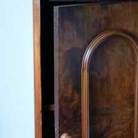 Burr Mahogany Bedside Table Nightstand with Galleried Top