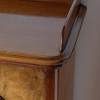 Burr Mahogany Bedside Table Nightstand with Galleried Top