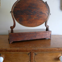 Flamed Mahogany Table Top Oval Mirror With Three Bow Fronted Drawers