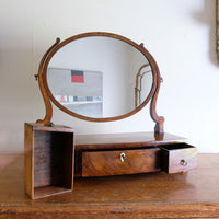Flamed Mahogany Table Top Oval Mirror With Three Bow Fronted Drawers
