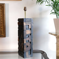 Pair of vintage printing block letter table lamps