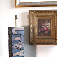 Pair of vintage printing block letter table lamps