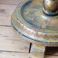 Close up of a Chinoiserie Giltwood Standard Lamp with Painted Turned Column