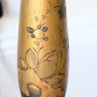 Close up of a detail artwork of a Chinoiserie Giltwood Standard Lamp with Painted Turned Column