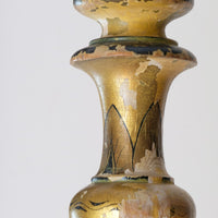 Close up of a detail artwork of a Chinoiserie Giltwood Standard Lamp with Painted Turned Column