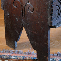 Charles II six-plank oak coffer chest with carved initials E.H., England c.1640–1660