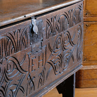 Carved Oak Coffer from the Charles II Era (c.1640–1660), ‘E.H.’ Initials