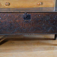 Carved Oak Coffer from the Charles II Era (c.1640–1660), ‘E.H.’ Initials