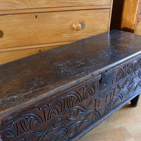 Carved Oak Coffer from the Charles II Era (c.1640–1660), ‘E.H.’ Initials