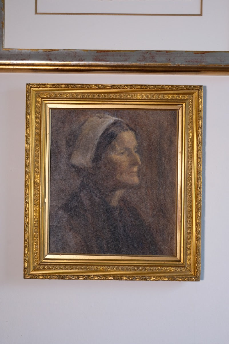 Portrait of a woman nurse oil on canvas attributed to Elfreda Gertrude Beaumont interwar era painting