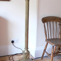 Antique Brass Standard Lamp with Laurel Wreath and Claw Feet 19th Century