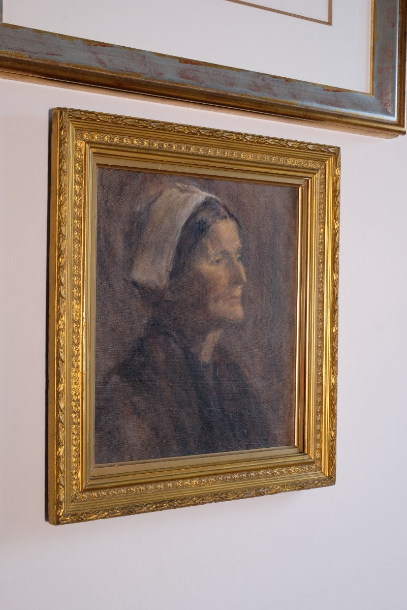 Portrait of a woman nurse oil on canvas attributed to Elfreda Gertrude Beaumont interwar era painting