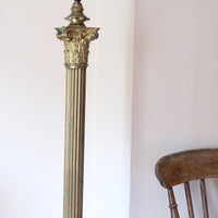 Antique Brass Standard Lamp with Laurel Wreath and Claw Feet 19th Century