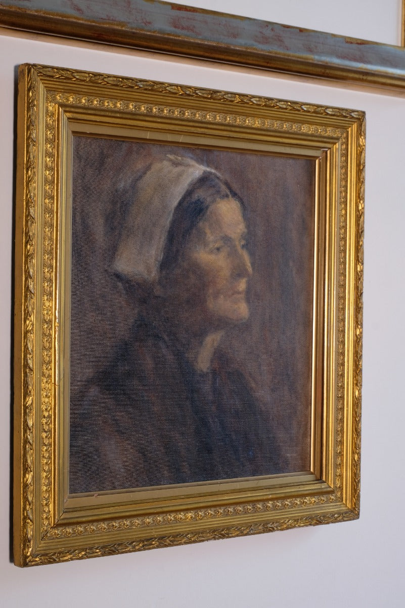 Portrait of a woman nurse oil on canvas attributed to Elfreda Gertrude Beaumont interwar era painting