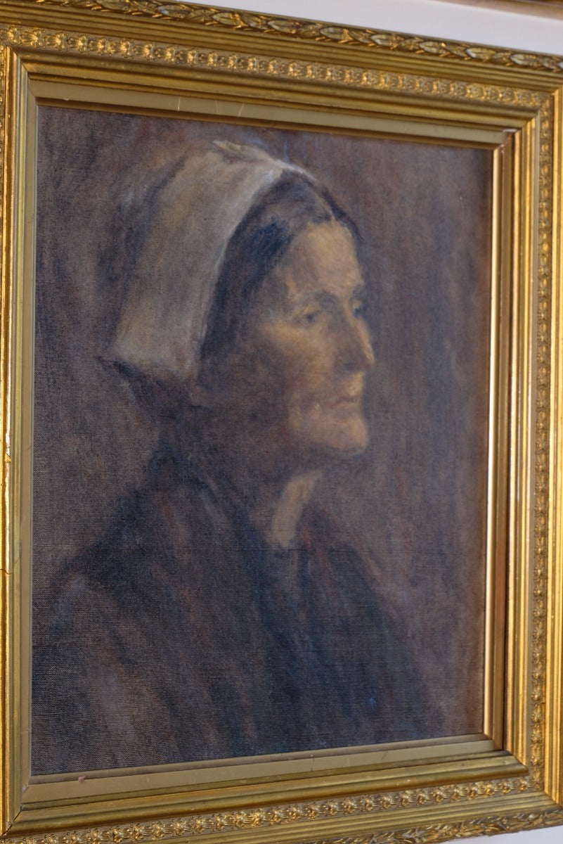 Portrait of a woman nurse oil on canvas attributed to Elfreda Gertrude Beaumont interwar era painting