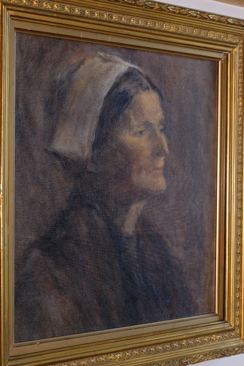 Portrait of a woman nurse oil on canvas attributed to Elfreda Gertrude Beaumont interwar era painting
