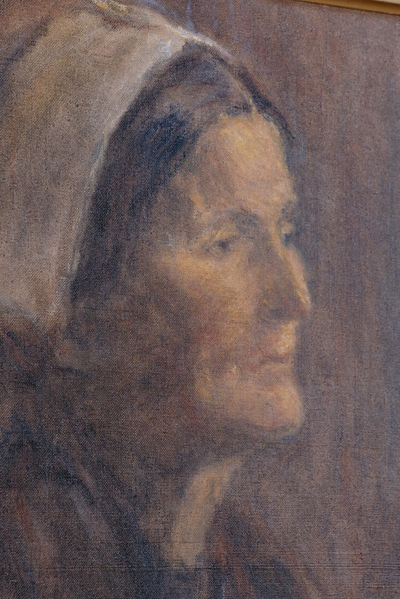 Portrait of a woman nurse oil on canvas attributed to Elfreda Gertrude Beaumont interwar era painting