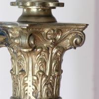 Antique Brass Standard Lamp with Laurel Wreath and Claw Feet 19th Century