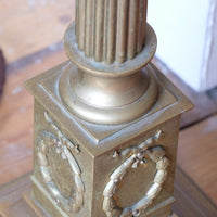 Antique Brass Standard Lamp with Laurel Wreath and Claw Feet 19th Century