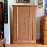 Rare James Shoolbred & Co pine linen storage cupboard (linen press) dates from. 1870–1900, made in Tottenham Court Road, London.