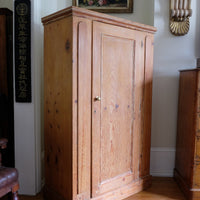 Rare James Shoolbred & Co pine linen storage cupboard (linen press) dates from. 1870–1900, made in Tottenham Court Road, London.
