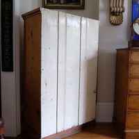 Rare James Shoolbred & Co pine linen storage cupboard (linen press) dates from. 1870–1900, made in Tottenham Court Road, London.