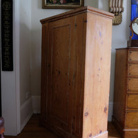 Rare James Shoolbred & Co pine linen storage cupboard (linen press) dates from. 1870–1900, made in Tottenham Court Road, London.