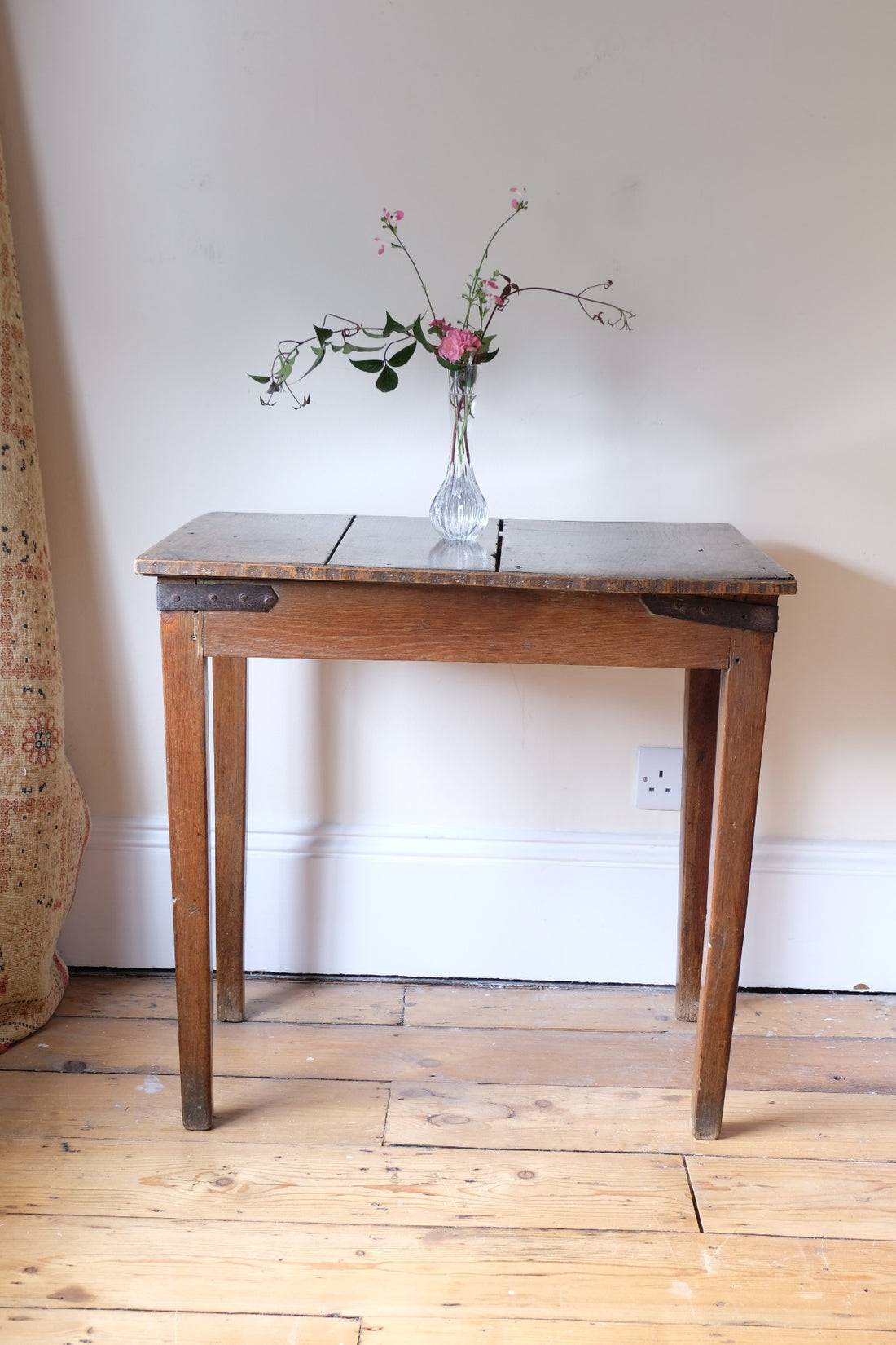 Naive 17th Century Welsh Oak Table with Iron Strapwork