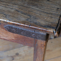 Naive 17th Century Welsh Oak Table with Iron Strapwork