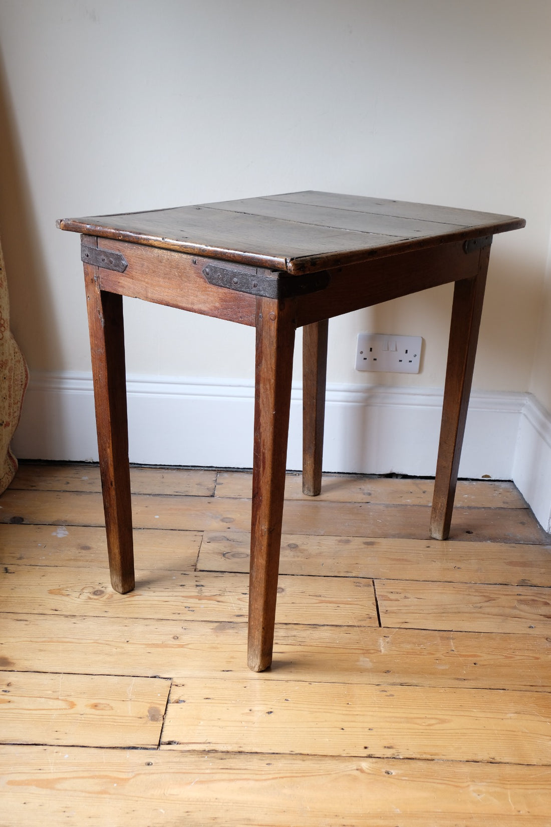Naive 17th Century Welsh Oak Table with Iron Strapwork