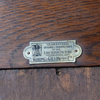 Waring and Gillow English Oak Gallery Top Bookcase Dated 1932