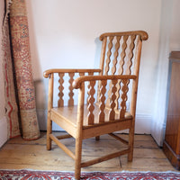 Late 19th Century Arts and Crafts pitch pine bobbin armchair