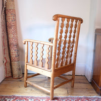 Late 19th Century Arts and Crafts pitch pine bobbin armchair