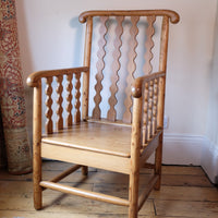 Late 19th Century Arts and Crafts pitch pine bobbin armchair