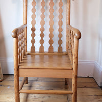Late 19th Century Arts and Crafts pitch pine bobbin armchair