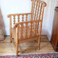 Late 19th Century Arts and Crafts pitch pine bobbin armchair