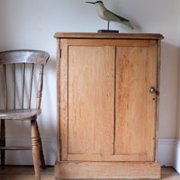 Victorian shallow pine storage cupboard front view