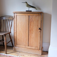 Victorian shallow pine storage cupboard front view