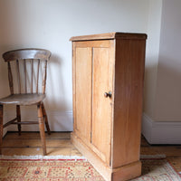 Victorian shallow pine storage cupboard front view